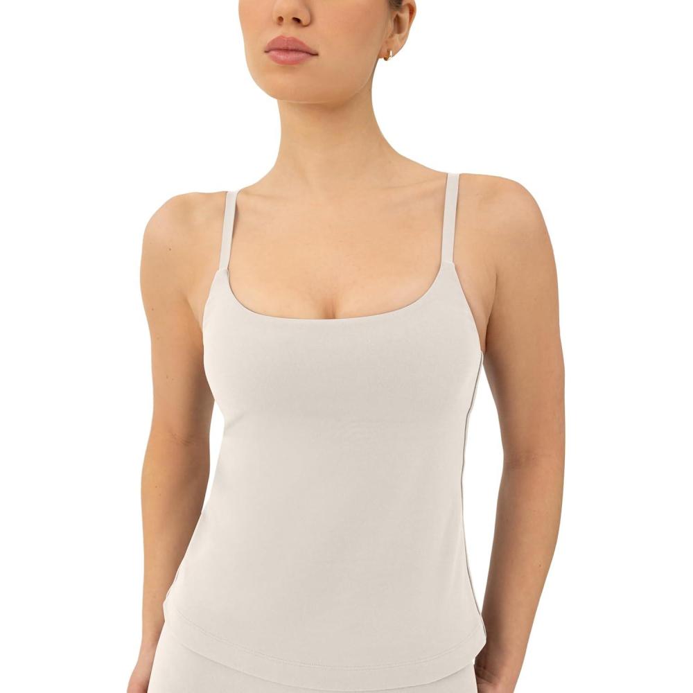 imagePAVOI ACTIVE Yoga Tank Top with Built in Bra for Women Medium Support Shelf Bra Soft Workout Camisole Tops FlexFlowMoon