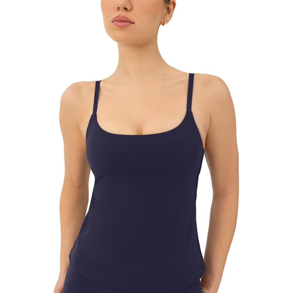 imagePAVOI ACTIVE Yoga Tank Top with Built in Bra for Women  Medium Support Shelf Bra Soft Workout Camisole Tops  FlexFlowTwilight