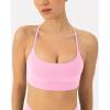 PAVOI ACTIVE Open Back Strappy Yoga Workout Bras for Women – Low Support Criss-Cross Sports Gym Bra Removable Pads – FlexFlow(Bubblegum)