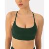 PAVOI ACTIVE Open Back Strappy Yoga Workout Bras for Women – Low Support Criss-Cross Sports Gym Bra Removable Pads – FlexFlow(Pine Green)