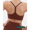 PAVOI ACTIVE Yoga Racerback Bras for Women – Buttery Soft Low Support Scoop Neck Y-Back Thin Strap Sports Bra – FlexFlow(Chocolate)