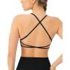 PAVOI ACTIVE Open Back Strappy Yoga Workout Bras for Women – Low Support Criss-Cross Sports Gym Bra Removable Pads – FlexFlow(Black)