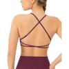 PAVOI ACTIVE Open Back Strappy Yoga Workout Bras for Women – Low Support Criss-Cross Sports Gym Bra Removable Pads – FlexFlow(Bordeaux)