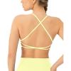 PAVOI ACTIVE Open Back Strappy Yoga Workout Bras for Women – Low Support Criss-Cross Sports Gym Bra Removable Pads – FlexFlow(Lemonade)