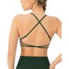 PAVOI ACTIVE Open Back Strappy Yoga Workout Bras for Women – Low Support Criss-Cross Sports Gym Bra Removable Pads – FlexFlow(Pine Green)