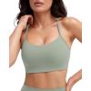 PAVOI ACTIVE Yoga Racerback Bras for Women – Buttery Soft Low Support Scoop Neck Y-Back Thin Strap Sports Bra – FlexFlow(Sage)
