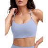 PAVOI ACTIVE Yoga Racerback Bras for Women – Buttery Soft Low Support Scoop Neck Y-Back Thin Strap Sports Bra – FlexFlow(Seabreeze)