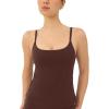 PAVOI ACTIVE Yoga Tank Top with Built in Bra for Women – Medium Support Shelf Bra Soft Workout Camisole Tops – FlexFlow(Cocoa)