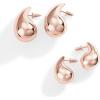 PAVOI 14K Gold Plated 925 Sterling Silver Post Teardrop Chunky Hoop Earrings – Lightweight Drop Earrings for Women – Designer Dupe(Rose Gold)