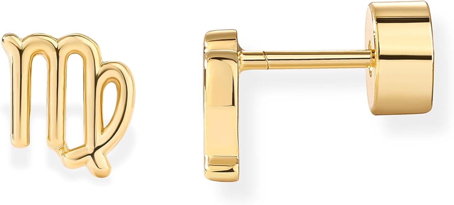 imagePAVOI 14K Gold Plated 925 Sterling Silver Posts Zodiac Sign Flat Back Earring Studs Birthday Gift for Women Astrology Earring PairVirgo