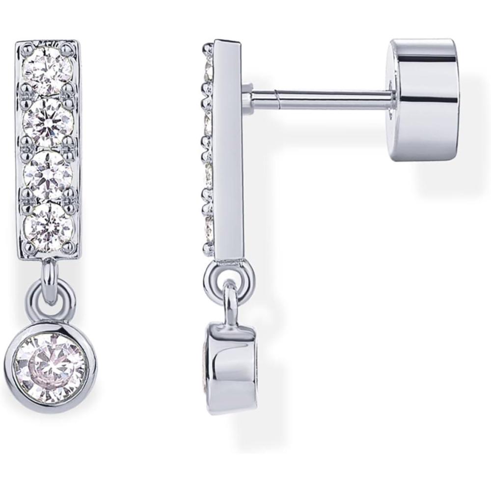 imagePAVOI 14K Gold Plated 925 Sterling Silver Posts Mini Bar Drop Dangle Flatback Earrings for Women  Dainty Helix Cartilage Piercing Jewelry  Baguette Bezel Marquise Pearl Cubic Zirconia Screwback Stud EarringsBezel