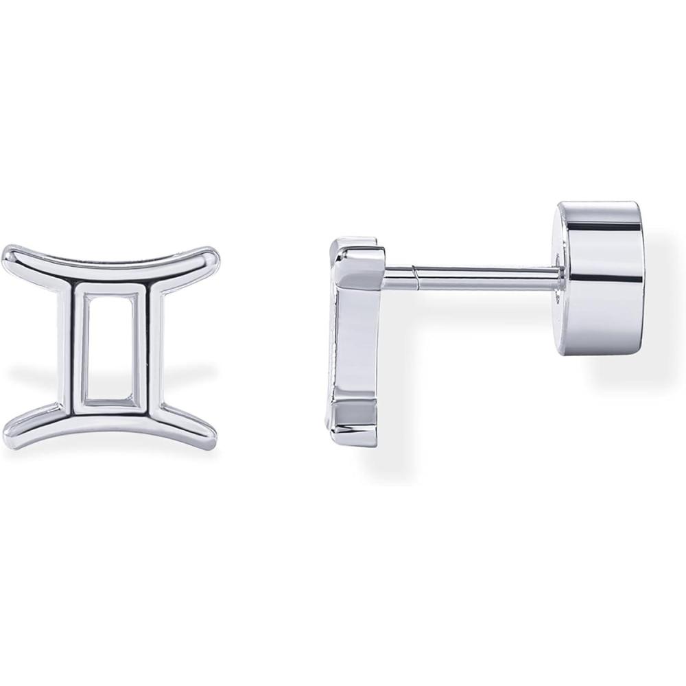 imagePAVOI 14K Gold Plated 925 Sterling Silver Posts Zodiac Sign Flat Back Earring Studs Birthday Gift for Women Astrology Earring PairGemini