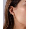PAVOI 14K Gold Plated 925 Sterling Silver Posts Mini Bar Drop Dangle Flatback Earrings for Women | Dainty Helix Cartilage Piercing Jewelry | Baguette Bezel Marquise Pearl Cubic Zirconia Screwback Stud Earrings(Triple Stone)