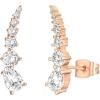 PAVOI 14K Gold Plated Cubic Zirconia Ear Crawler Stud Earrings for Women – Faux Diamond Arrow Climber Fashion Earrings – Trendy Earscape Statement Jewelry(Rose Gold)