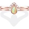 PAVOI 14K Gold Plated Stacking Rings for Women | Classy Design with Sparkling Cubic Zirconia Crystals & Opal | Everyday Jewelry(Rose Gold)