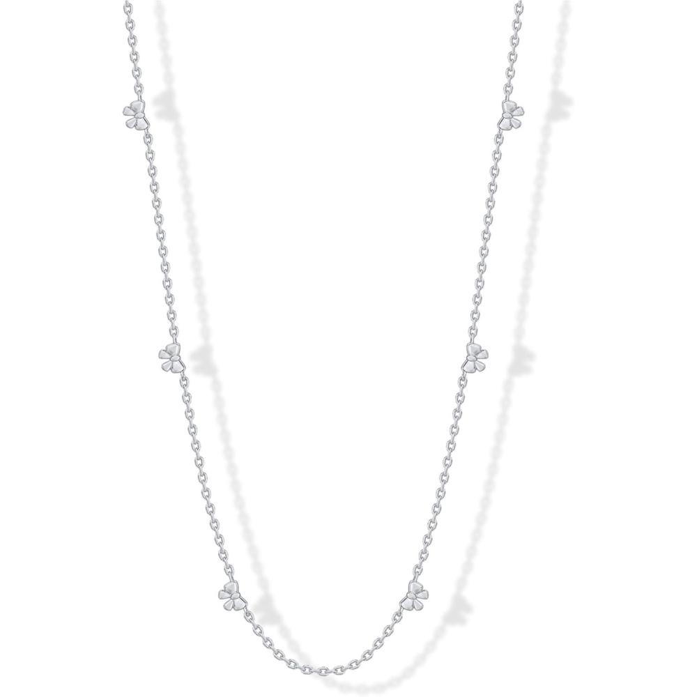 imagePAVOI 14K Gold Plated Dainty Chain Necklaces for Women  Station Small Motif Pendant Gold Jewelry Gifts  Trendy Heart Bow Cross Necklace for WomenWhite Gold