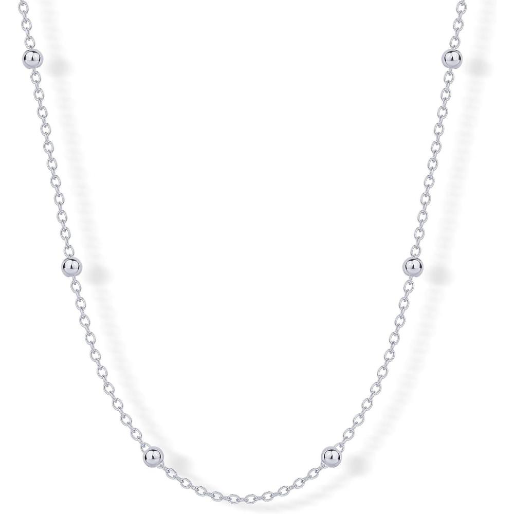 imagePAVOI 14K Gold Plated Small Bead Ball Chain Necklace for Women Adjustable Dainty Gold Beaded Necklace Trendy Choker Chain Layering JewelryBall Station