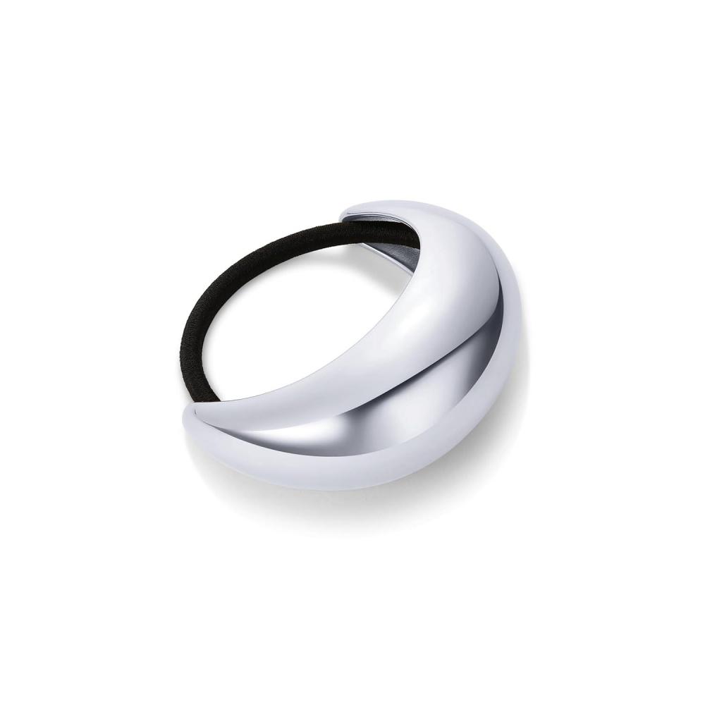 imagePAVOI 14K Yellow Gold Plated Arch Waterproof Chunky Metal Hair Band Ponytail Holders for Women Stainless Steel Statement Cuff Fashion Accessories Stretchy Gold Hair TiesChunky White Gold