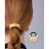 PAVOI 14K Yellow Gold Plated Arch Waterproof Chunky Metal Hair Band Ponytail Holders for Women – Stainless Steel Statement Cuff Fashion Accessories – Stretchy Gold Hair Ties(Double Arch Yellow Gold)