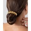 PAVOI 14K Yellow Gold Plated Arch Waterproof Chunky Metal Hair Band Ponytail Holders for Women – Stainless Steel Statement Cuff Fashion Accessories – Stretchy Gold Hair Ties(Croissant Yellow Gold)