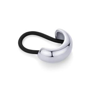 PAVOI 14K Yellow Gold Plated Arch Waterproof Chunky Metal Hair Band Ponytail Holders for Women – Stainless Steel Statement Cuff Fashion Accessories – Stretchy Gold Hair Ties(Dome White Gold)