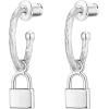 PAVOI 14K Gold Plated 925 Sterling Silver Post Huggie With Dangle | Small Hoop Earrings For Women | Trendy Dangle Hoop Earrings(White Gold)