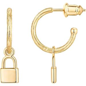 PAVOI 14K Gold Plated 925 Sterling Silver Post Huggie With Dangle | Small Hoop Earrings For Women | Trendy Dangle Hoop Earrings(Yellow Gold)