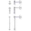 PAVOI 14K Gold Plated 925 Sterling Silver Posts Dainty Stud and Dangle Chain Earring Pack for Women | Set of 3 Cubic Zirconia Earrings(White Gold)