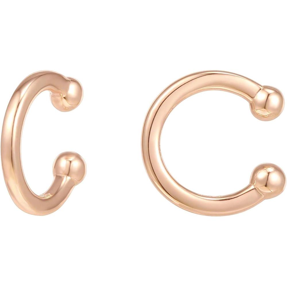 imagePAVOI 14K Gold Plated 925 Sterling Silver Round Huggie Ear Cuff Gold Earrings for Women  Clip On Cartilage Cuff EarringsRose Gold