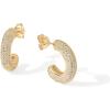 PAVOI 14K Gold Plated 925 Sterling Silver Post Cubic Zirconia Chunky Hoop Earrings – Thick Lightweight Gold Earrings for Women – Fully Studded Hoop(Yellow Gold)
