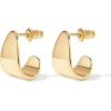 PAVOI 14K Gold Plated 925 Sterling Silver Posts Chunky Hoop Earrings | Statement Huggie Hoops for Women | Lightweight Gold Dome Earrings(Yellow Gold)