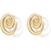 PAVOI 14K Gold Plated 925 Sterling Silver Posts Statement Spiral Stud Earrings for Women | Trendy Chunky Drop Earrings(Yellow Gold)