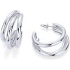 PAVOI 14K Gold Plated Chunky Multi Hoop Earrings for Women | Hypoallergenic Trendy Triple Split Loop Huggie Earrings(White Gold)
