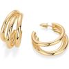 PAVOI 14K Gold Plated Chunky Multi Hoop Earrings for Women | Hypoallergenic Trendy Triple Split Loop Huggie Earrings(Yellow Gold)