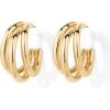 PAVOI 14K Gold Plated Chunky Multi Hoop Earrings for Women | Hypoallergenic Trendy Triple Split Loop Huggie Earrings(Yellow Gold)