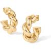 PAVOI 14K Gold Plated Chunky Twisted Puffed Rope Hoop Earrings for Women | Gold Earring Pair(Yellow Gold)
