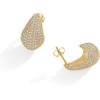 PAVOI 14K Gold-Plated 925 Sterling Silver Posts Chunky Studded Teardrop Pavé Drop Dangle Earrings for Women | Cubic Zirconia Statement Earring Pair(Yellow Gold)