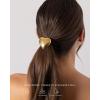 PAVOI 14K Yellow Gold Plated Dome Waterproof Chunky Metal Hair Band Ponytail Holders for Women – Stainless Steel Statement Cuff Fashion Accessories – Stretchy Gold Hair Ties(Heart Yellow Gold)