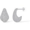 PAVOI 14K Gold-Plated 925 Sterling Silver Posts Chunky Studded Teardrop Pavé Drop Dangle Earrings for Women | Cubic Zirconia Statement Earring Pair(White Gold)