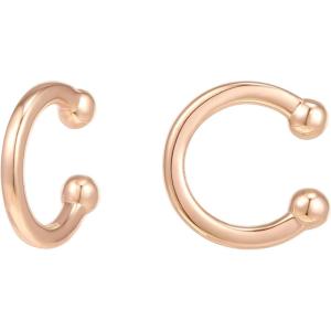PAVOI 14K Gold Plated 925 Sterling Silver Round Huggie Ear Cuff Gold Earrings for Women | Clip On Cartilage Cuff Earrings(Rose Gold)