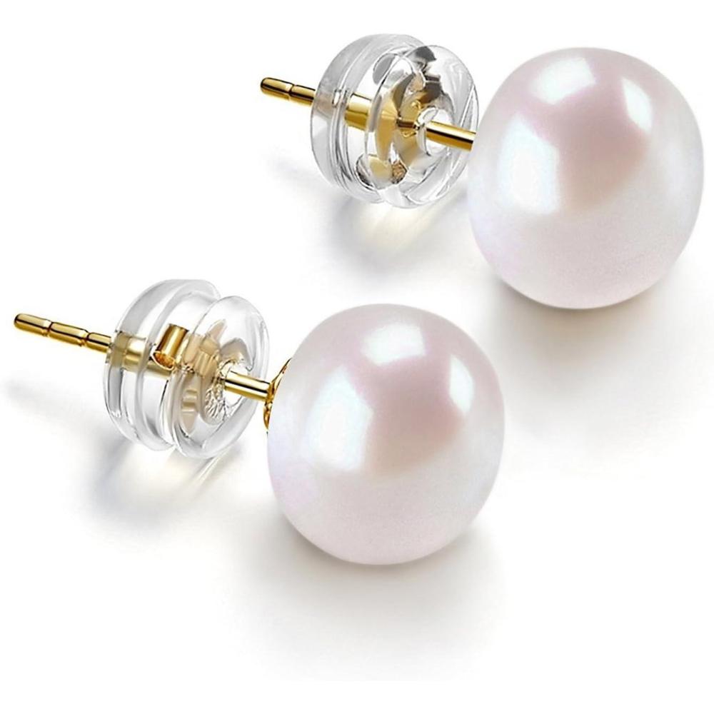imagePAVOI 14K Gold AAA Handpicked White Freshwater Cultured Pearl Earrings Studs657mm
