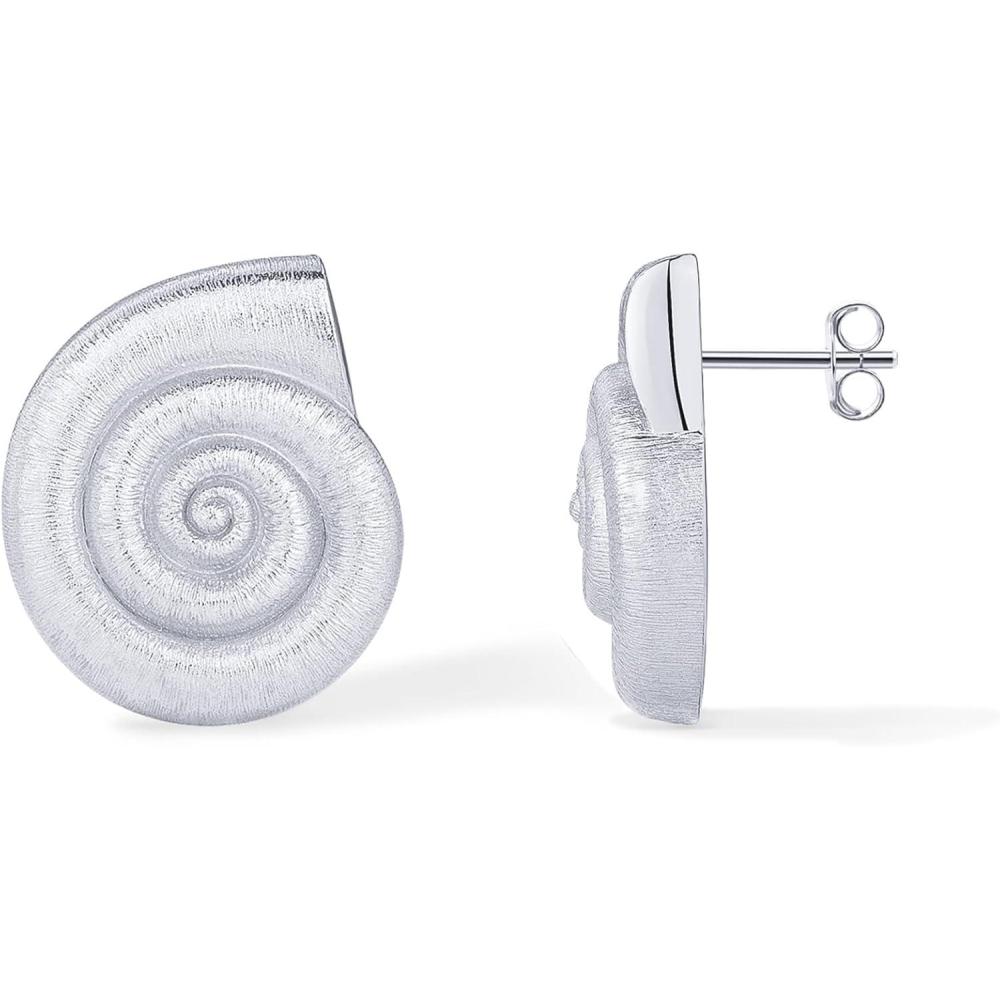 imagePAVOI 14K Gold Plated 925 Sterling Silver Posts Seashell Statement Earrings for Women  Cubic Zirconia Reconstructed Baroque Freshwater Pearl Stud Earring  Brushed Textured Conch Chunky EarringsChunky Seashell