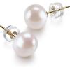 PAVOI 14K Gold AAA+ Handpicked White Freshwater Cultured Pearl Earrings Studs(10.5-11mm)