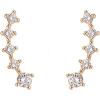 PAVOI 14K Gold Plated 925 Sterling Silver Post Cubic Zirconia Crawler Earrings Pearl Studs Set | CZ Climber Earrings, Pearl Studs Pack for Women(Rose Gold)