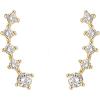 PAVOI 14K Gold Plated 925 Sterling Silver Post Cubic Zirconia Crawler Earrings Pearl Studs Set | CZ Climber Earrings, Pearl Studs Pack for Women(Yellow Gold)