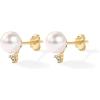 PAVOI 18K Gold Plated 925 Sterling Silver Post Cubic Zirconia | AAA+ Quality Handpicked Freshwater Cultured Stud Button Pearl Earrings(Yellow Gold)