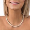 PAVOI 925 Sterling Silver Round White Simulated Shell Pearl Necklace Strand | Pearl Choker Necklace | Jewelry for Women(6mm)