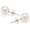 PAVOI Handpicked AAA+ 14K Gold Round White Freshwater Cultured Pearl Earrings | Pearl Earrings for Women(White Gold)