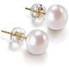 PAVOI 14K Gold AAA+ Handpicked White Freshwater Cultured Pearl Earrings Studs(10.5-11mm)