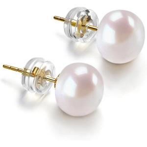 PAVOI 14K Gold AAA+ Handpicked White Freshwater Cultured Pearl Earrings Studs(5.5-6mm)